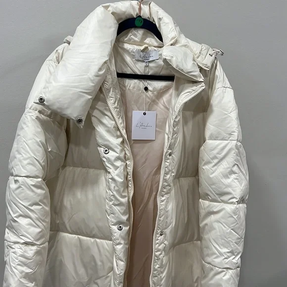 L'Academie Marlon Puffer Coat in Ivory